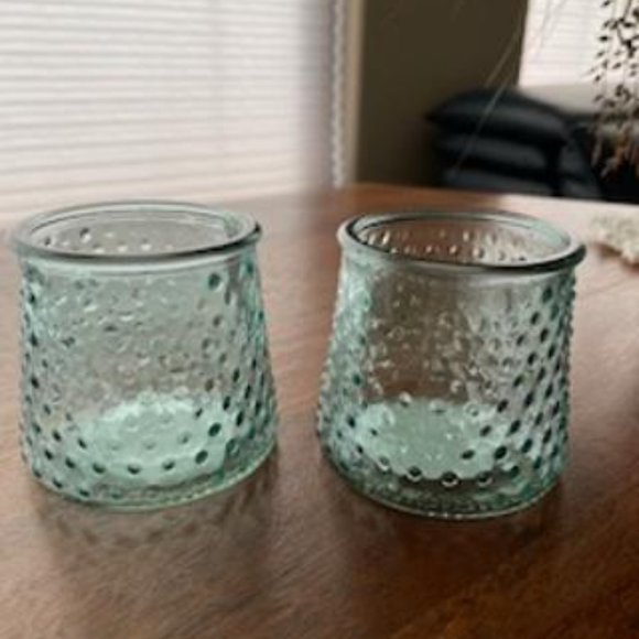 New Votive Light Blue Candle Holders. Set of 2 - Picture 3 of 3